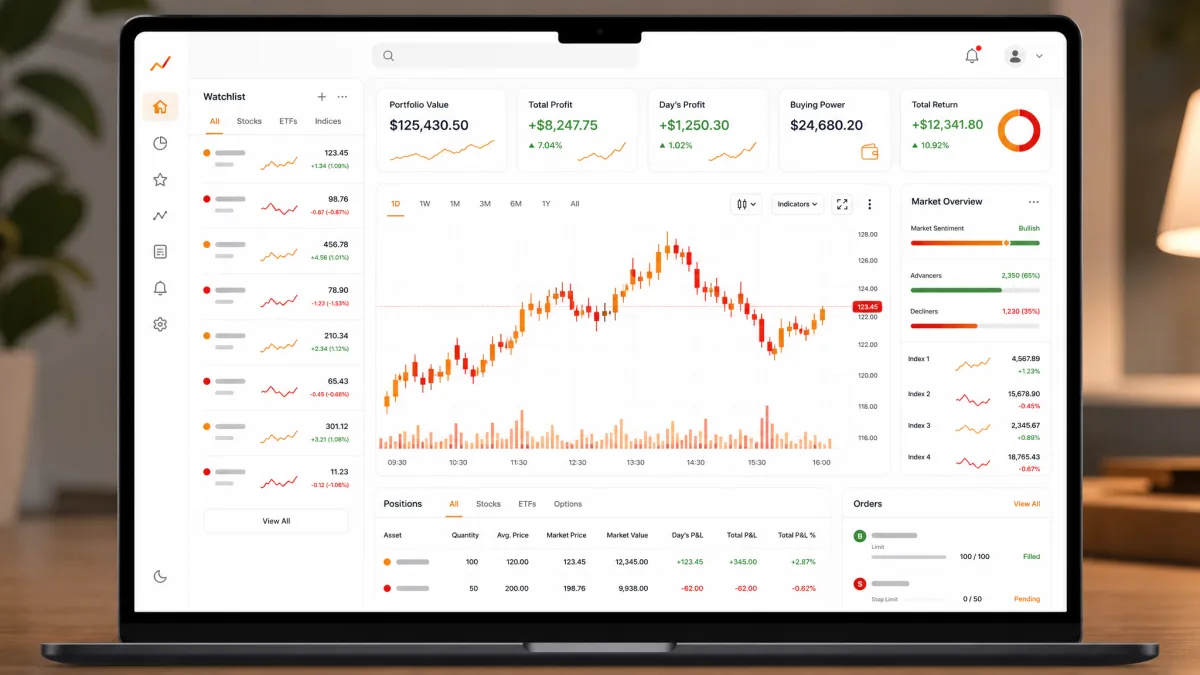 QetVO61n — dashboard della piattaforma di trading